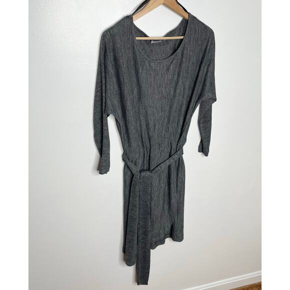 Anine Bing Womens Wool Blend Long Sleeve Mini Dress M Gray Belted Tie Waist - Picture 3 of 10